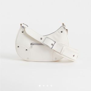 White faux leather shoulder bag